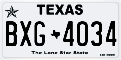 TX license plate BXG4034