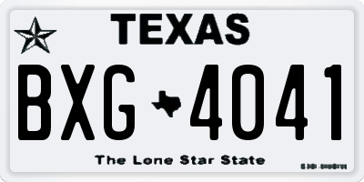 TX license plate BXG4041