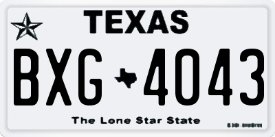 TX license plate BXG4043