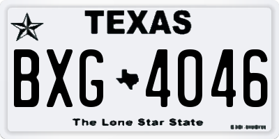 TX license plate BXG4046