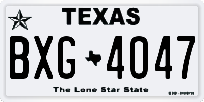 TX license plate BXG4047