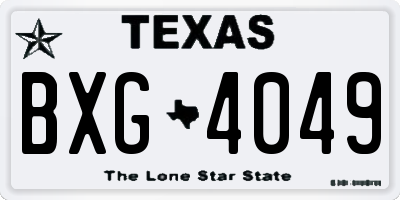 TX license plate BXG4049