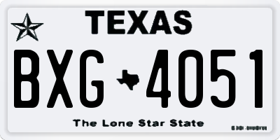 TX license plate BXG4051