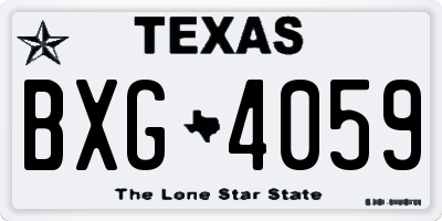 TX license plate BXG4059