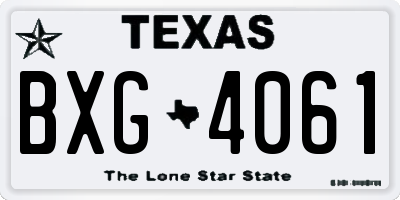 TX license plate BXG4061