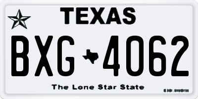 TX license plate BXG4062