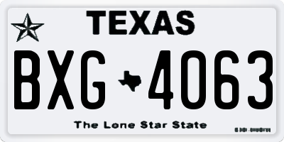 TX license plate BXG4063