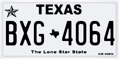 TX license plate BXG4064