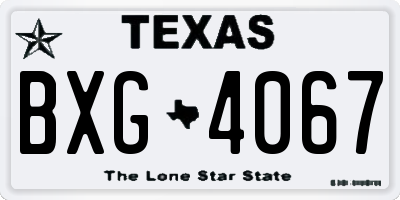TX license plate BXG4067