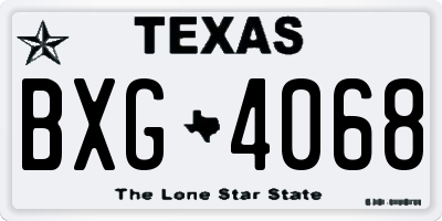 TX license plate BXG4068