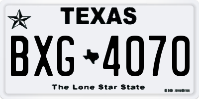 TX license plate BXG4070