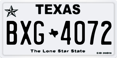 TX license plate BXG4072