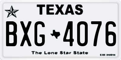 TX license plate BXG4076