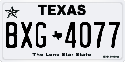 TX license plate BXG4077