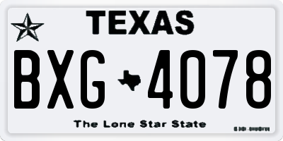 TX license plate BXG4078