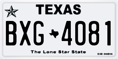 TX license plate BXG4081