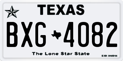 TX license plate BXG4082