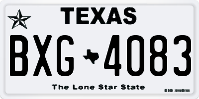 TX license plate BXG4083