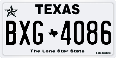 TX license plate BXG4086