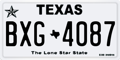 TX license plate BXG4087