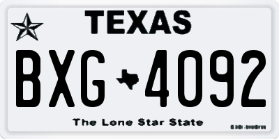 TX license plate BXG4092