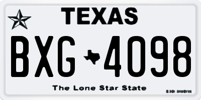 TX license plate BXG4098