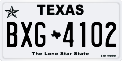 TX license plate BXG4102