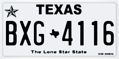 TX license plate BXG4116