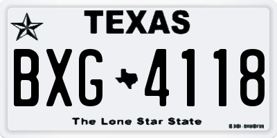 TX license plate BXG4118