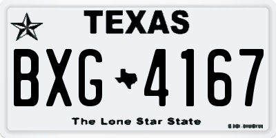 TX license plate BXG4167