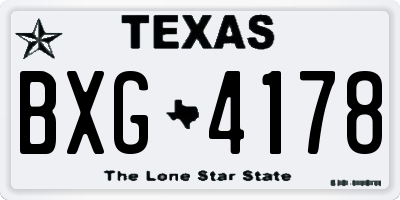 TX license plate BXG4178