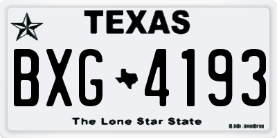 TX license plate BXG4193