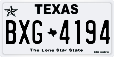 TX license plate BXG4194