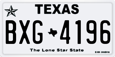 TX license plate BXG4196