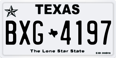 TX license plate BXG4197