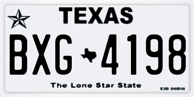 TX license plate BXG4198
