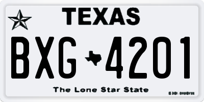 TX license plate BXG4201