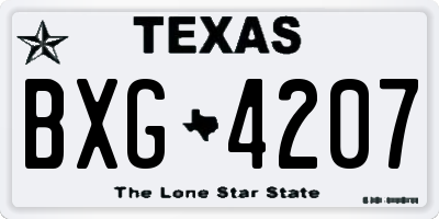 TX license plate BXG4207