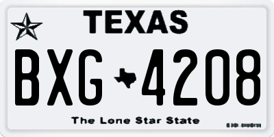TX license plate BXG4208
