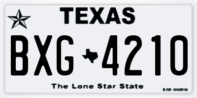 TX license plate BXG4210