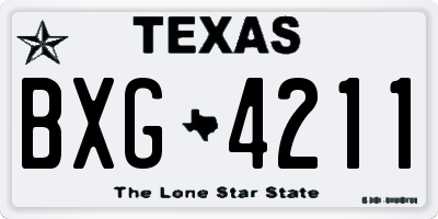 TX license plate BXG4211