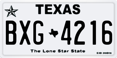 TX license plate BXG4216