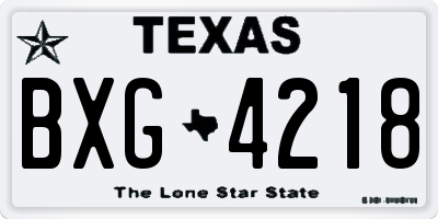 TX license plate BXG4218