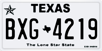 TX license plate BXG4219