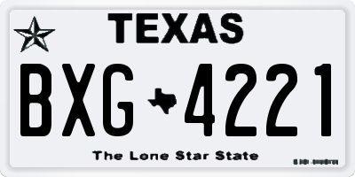 TX license plate BXG4221