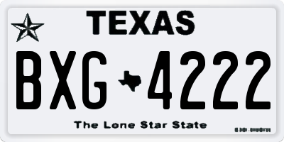 TX license plate BXG4222