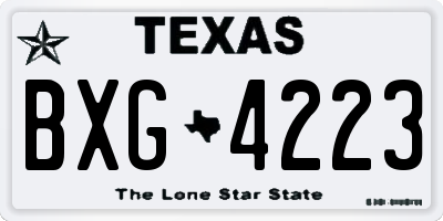 TX license plate BXG4223
