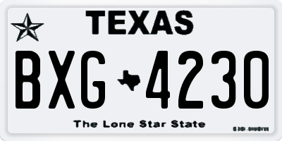 TX license plate BXG4230