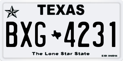 TX license plate BXG4231