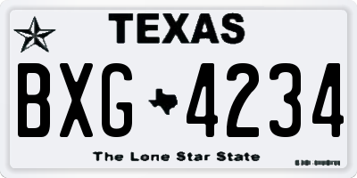 TX license plate BXG4234